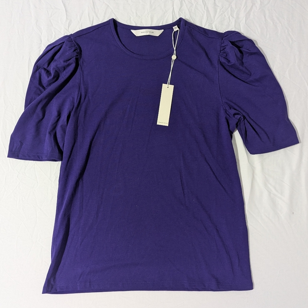 Rebecca Taylor Puff Sleeve A-line Tee Women's XS - Purple - New With Tags